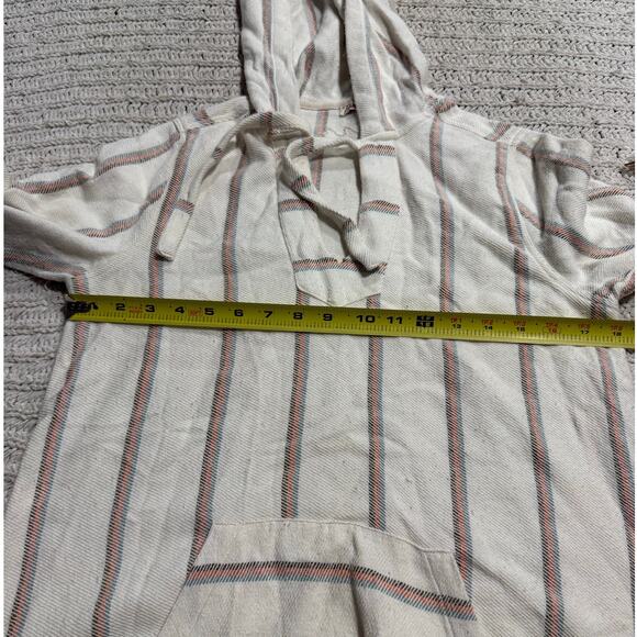 Faherty Baja Poncho Hoodie Tunic Striped Womens Sz Small White WDU1902TWL *Flaw - Picture 5 of 11